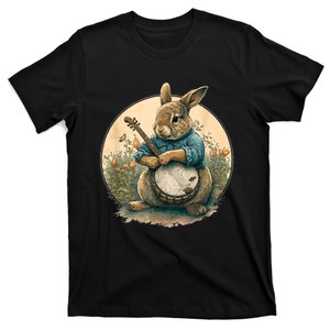 Funny Bunny Playing Banjo Guitar Music Rabbit Happy Easter T-Shirt