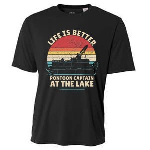 Funny Boater Pontoon Boat Captain Life Is Better At The Lake Cooling Performance Crew T-Shirt