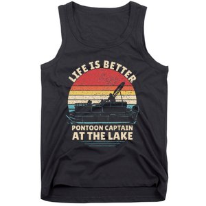 Funny Boater Pontoon Boat Captain Life Is Better At The Lake Tank Top