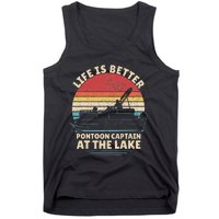 Funny Boater Pontoon Boat Captain Life Is Better At The Lake Tank Top