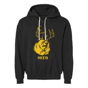 Funny Bear Plus Deer Equals Beer Deer Hunting Usa Hunter Garment-Dyed Fleece Hoodie