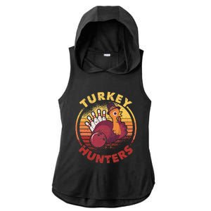 Funny Bowling Player Bowler Team Thanksgiving Turkey Hunters Ladies PosiCharge Tri-Blend Wicking Draft Hoodie Tank