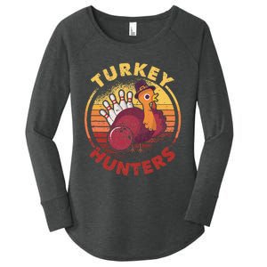 Funny Bowling Player Bowler Team Thanksgiving Turkey Hunters Women's Perfect Tri Tunic Long Sleeve Shirt