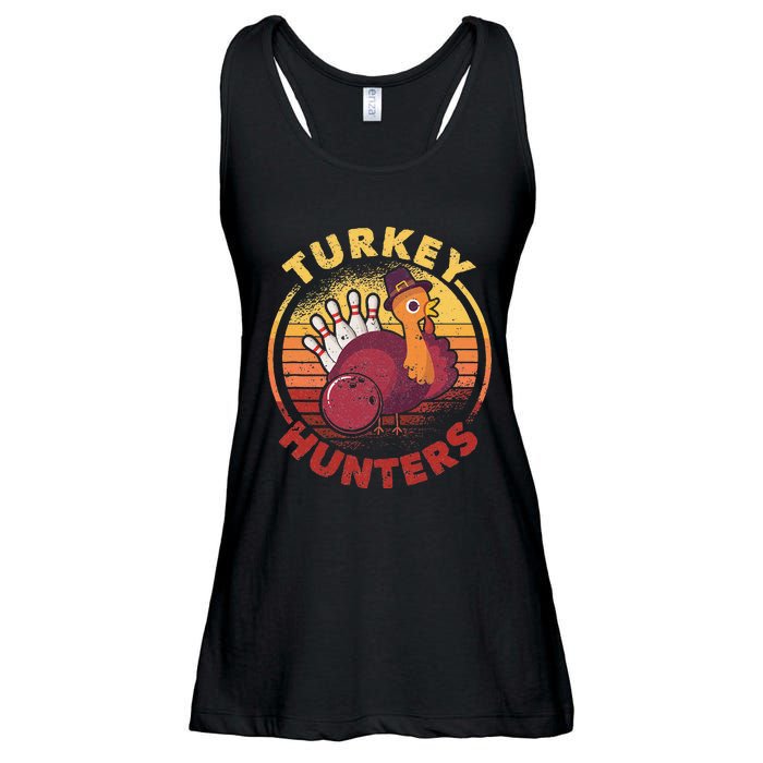 Funny Bowling Player Bowler Team Thanksgiving Turkey Hunters Ladies Essential Flowy Tank