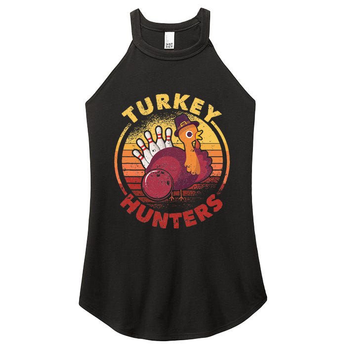 Funny Bowling Player Bowler Team Thanksgiving Turkey Hunters Women's Perfect Tri Rocker Tank