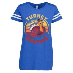 Funny Bowling Player Bowler Team Thanksgiving Turkey Hunters Enza Ladies Jersey Football T-Shirt