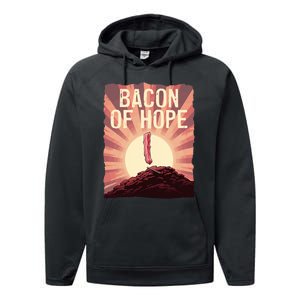 Funny BBQ Pork Pun Bacon Of Hope Pork Grillparty Barbecue Performance Fleece Hoodie