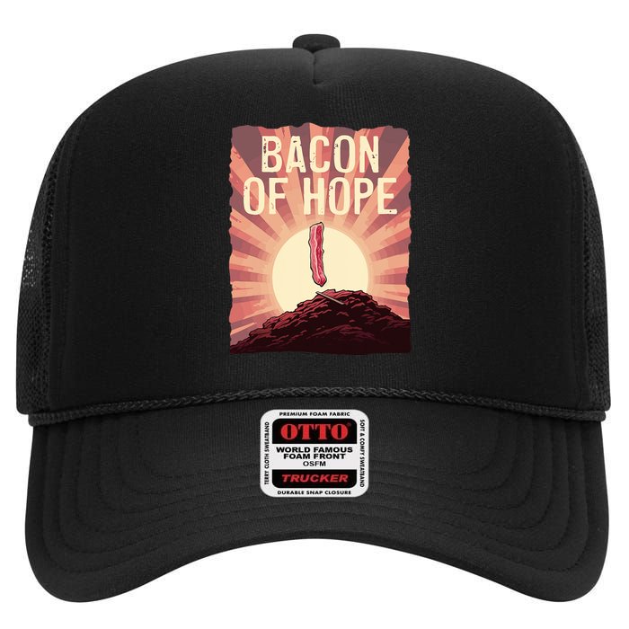 Funny BBQ Pork Pun Bacon Of Hope Pork Grillparty Barbecue High Crown Mesh Back Trucker Hat