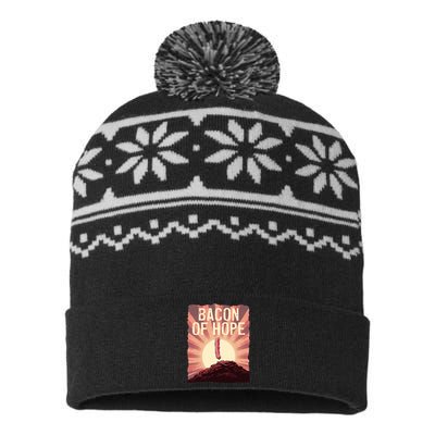 Funny BBQ Pork Pun Bacon Of Hope Pork Grillparty Barbecue USA-Made Snowflake Beanie