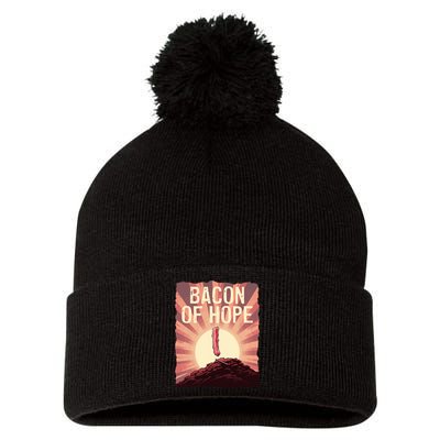 Funny BBQ Pork Pun Bacon Of Hope Pork Grillparty Barbecue Pom Pom 12in Knit Beanie