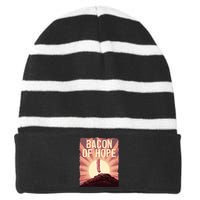 Funny BBQ Pork Pun Bacon Of Hope Pork Grillparty Barbecue Striped Beanie with Solid Band