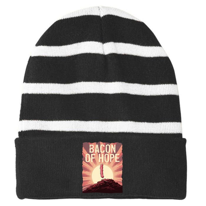 Funny BBQ Pork Pun Bacon Of Hope Pork Grillparty Barbecue Striped Beanie with Solid Band