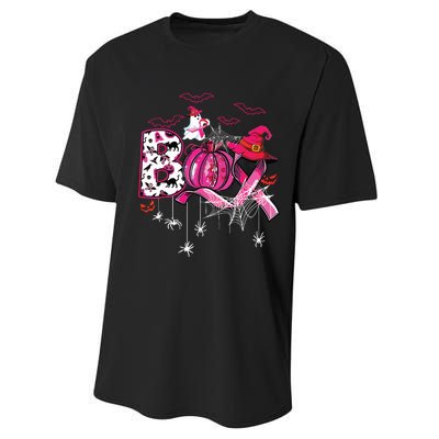 Funny Boo Pumpkin Witch Pink Ribbon Breast Cancer Halloween Performance Sprint T-Shirt