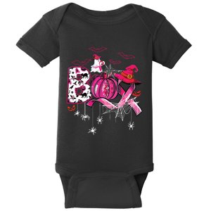 Funny Boo Pumpkin Witch Pink Ribbon Breast Cancer Halloween Baby Bodysuit