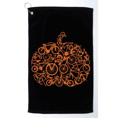 Funny Bicycle Pumpkin Costumes Fall Cycling Lovers Platinum Collection Golf Towel