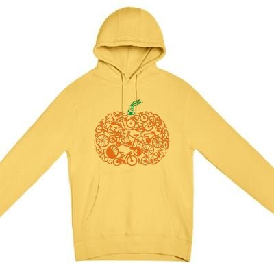 Funny Bicycle Pumpkin Costumes Fall Cycling Lovers Premium Pullover Hoodie