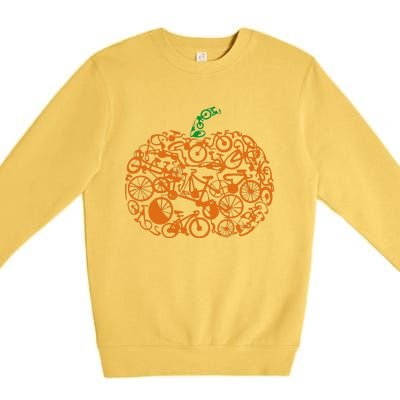 Funny Bicycle Pumpkin Costumes Fall Cycling Lovers Premium Crewneck Sweatshirt