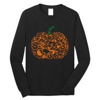 Funny Bicycle Pumpkin Costumes Fall Cycling Lovers Long Sleeve Shirt