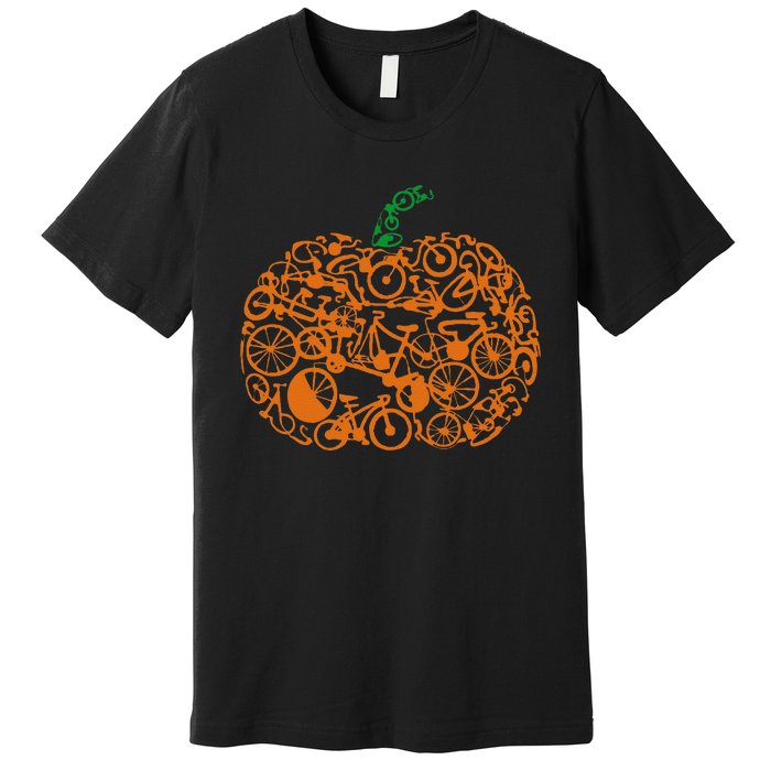 Funny Bicycle Pumpkin Costumes Fall Cycling Lovers Premium T-Shirt