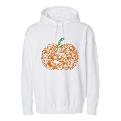 Funny Bicycle Pumpkin Costumes Fall Cycling Lovers Garment-Dyed Fleece Hoodie