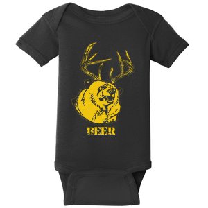 Funny Bear Plus Deer Equals Beer Deer Hunting USA Hunter Baby Bodysuit