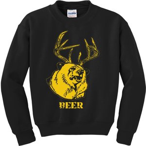 Funny Bear Plus Deer Equals Beer Deer Hunting USA Hunter Kids Sweatshirt