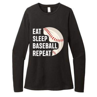 Funny Baseball Patriotic Eat Sleep Baseball Players Dads Gift Womens CVC Long Sleeve Shirt