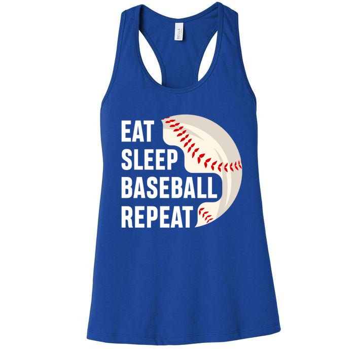 Funny Baseball Patriotic Eat Sleep Baseball Players Dads Gift Women's Racerback Tank