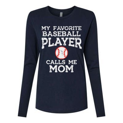 Favorite Baseball Player Calls Me Mom Mothers Day Mama Women Womens Cotton Relaxed Long Sleeve T-Shirt