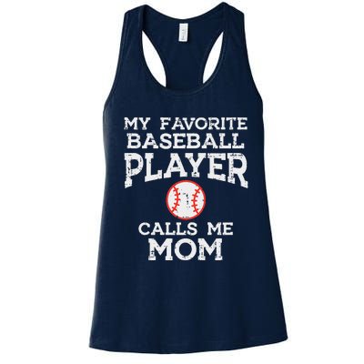 Favorite Baseball Player Calls Me Mom Mothers Day Mama Women Women's Racerback Tank