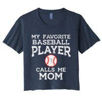 Favorite Baseball Player Calls Me Mom Mothers Day Mama Women Women's Crop Top Tee