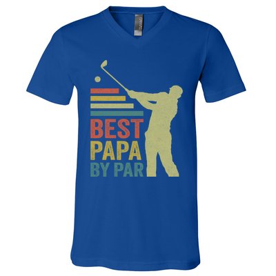 Funny Best Papa By Par FatherS Day Golf Grandpa Funny Gift V-Neck T-Shirt