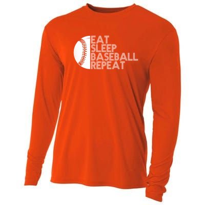 Funny Baseball Player Eat Sleep Baseball Repeat Baseball Gift Cooling Performance Long Sleeve Crew