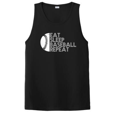 Funny Baseball Player Eat Sleep Baseball Repeat Baseball Gift PosiCharge Competitor Tank