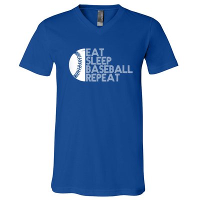 Funny Baseball Player Eat Sleep Baseball Repeat Baseball Gift V-Neck T-Shirt