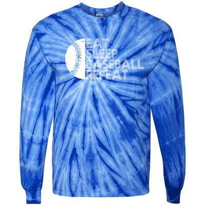 Funny Baseball Player Eat Sleep Baseball Repeat Baseball Gift Tie-Dye Long Sleeve Shirt