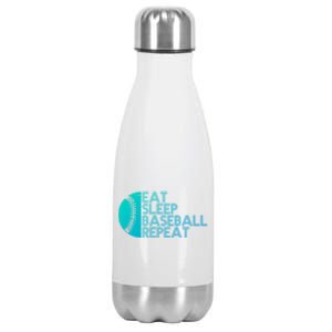 Funny Baseball Player Eat Sleep Baseball Repeat Baseball Gift Stainless Steel Insulated Water Bottle