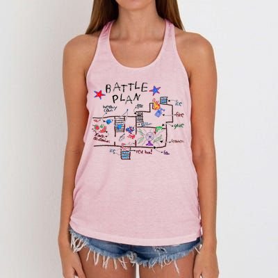 Funny Battle Plan Christmas Home Hand Dawn Alone Xmas Women's Knotted Racerback Tank