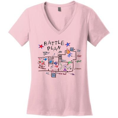 Funny Battle Plan Christmas Home Hand Dawn Alone Xmas Women's V-Neck T-Shirt