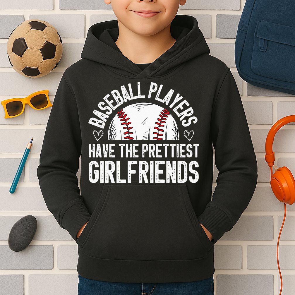 funny Baseball players have the prettiest girlfriends Kids Hoodie