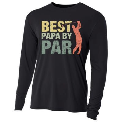 Funny Best Papa By Par Fathers Day Golf Gift Grandpa Cooling Performance Long Sleeve Crew