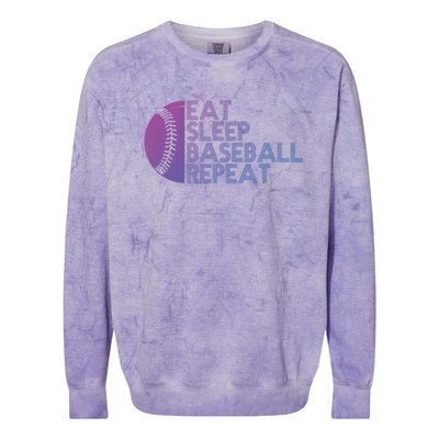 Funny Baseball Player Eat Sleep Baseball Repeat Baseball Gift Colorblast Crewneck Sweatshirt