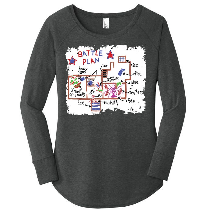 Funny Battle Plan Christmas Home Kids Hand Dawn Alone Xmas Women's Perfect Tri Tunic Long Sleeve Shirt