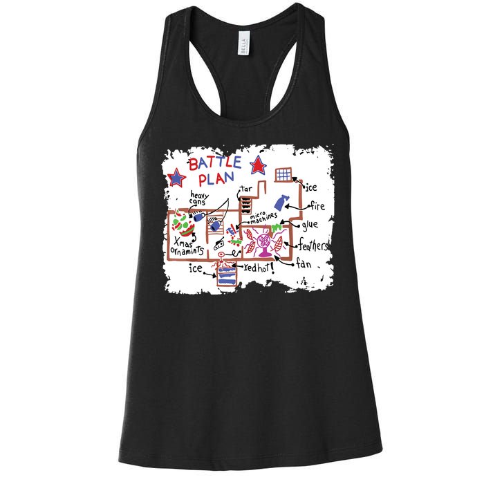 Funny Battle Plan Christmas Home Kids Hand Dawn Alone Xmas Women's Racerback Tank