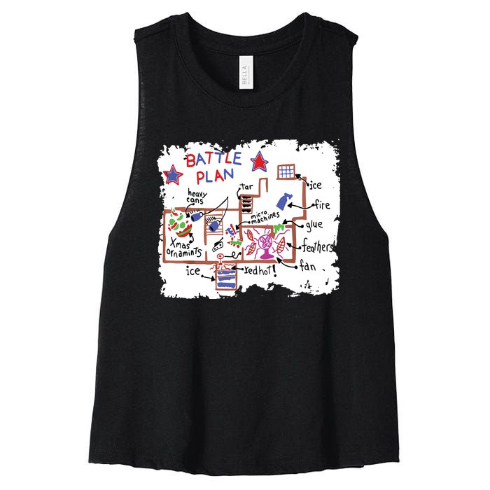 Funny Battle Plan Christmas Home Kids Hand Dawn Alone Xmas Women's Racerback Cropped Tank