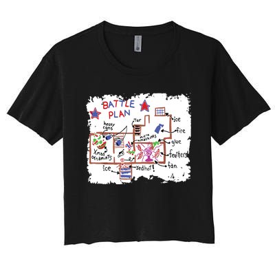 Funny Battle Plan Christmas Home Kids Hand Dawn Alone Xmas Women's Crop Top Tee