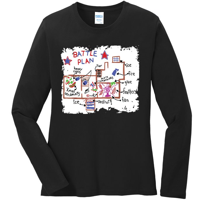 Funny Battle Plan Christmas Home Kids Hand Dawn Alone Xmas Ladies Long Sleeve Shirt