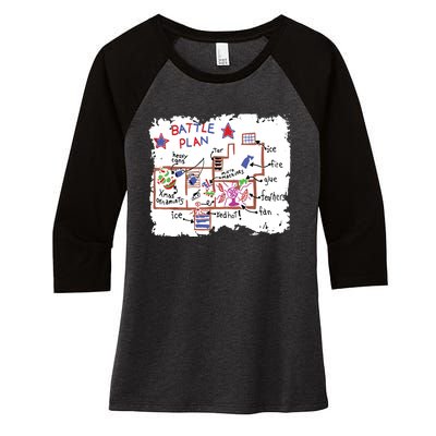 Funny Battle Plan Christmas Home Kids Hand Dawn Alone Xmas Women's Tri-Blend 3/4-Sleeve Raglan Shirt