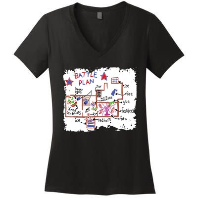 Funny Battle Plan Christmas Home Kids Hand Dawn Alone Xmas Women's V-Neck T-Shirt