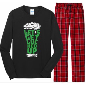 Funny Beer Patricks Day Lets Get Lucked Up Long Sleeve Pajama Set